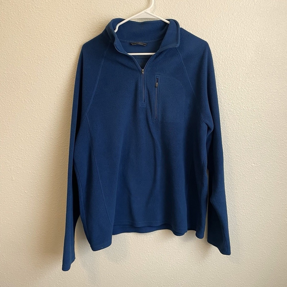 L.L.Bean  Mens Size Large Fleece‎ Pullover Quarter Zip Jacket Outdoor Blue